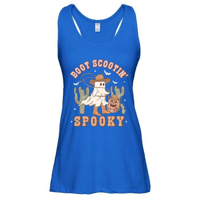 Retro Halloween Cow Ghost Western Boot Scootin Spooky Gift Ladies Essential Flowy Tank