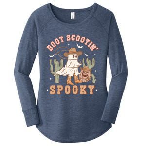 Retro Halloween Cow Ghost Western Boot Scootin Spooky Gift Women's Perfect Tri Tunic Long Sleeve Shirt