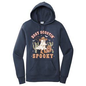 Retro Halloween Cow Ghost Western Boot Scootin Spooky Gift Women's Pullover Hoodie