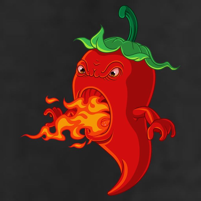 Red Hot Chilli Pepper With Flame 7 Panel Mesh Trucker Snapback Hat