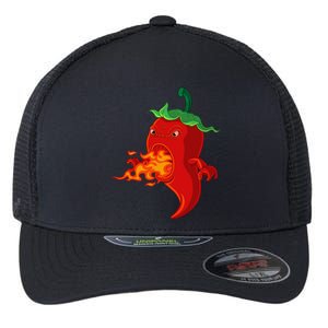 Red Hot Chilli Pepper With Flame Flexfit Unipanel Trucker Cap