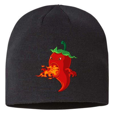 Red Hot Chilli Pepper With Flame Sustainable Beanie