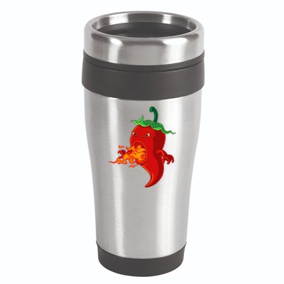 Red Hot Chilli Pepper With Flame 16oz Travel Tumbler