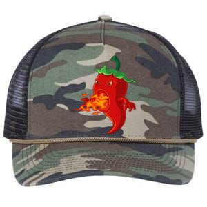 Red Hot Chilli Pepper With Flame Retro Rope Trucker Hat Cap