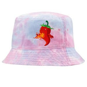 Red Hot Chilli Pepper With Flame Tie-Dyed Bucket Hat