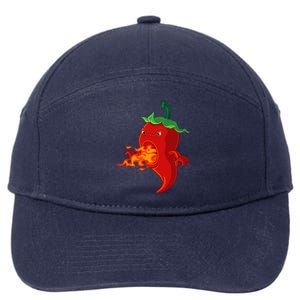 Red Hot Chilli Pepper With Flame 7-Panel Snapback Hat