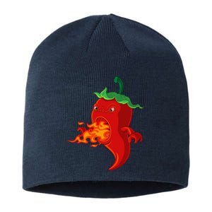 Red Hot Chilli Pepper With Flame Sustainable Beanie