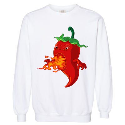 Red Hot Chilli Pepper With Flame Garment-Dyed Sweatshirt
