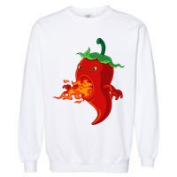 Red Hot Chilli Pepper With Flame Garment-Dyed Sweatshirt