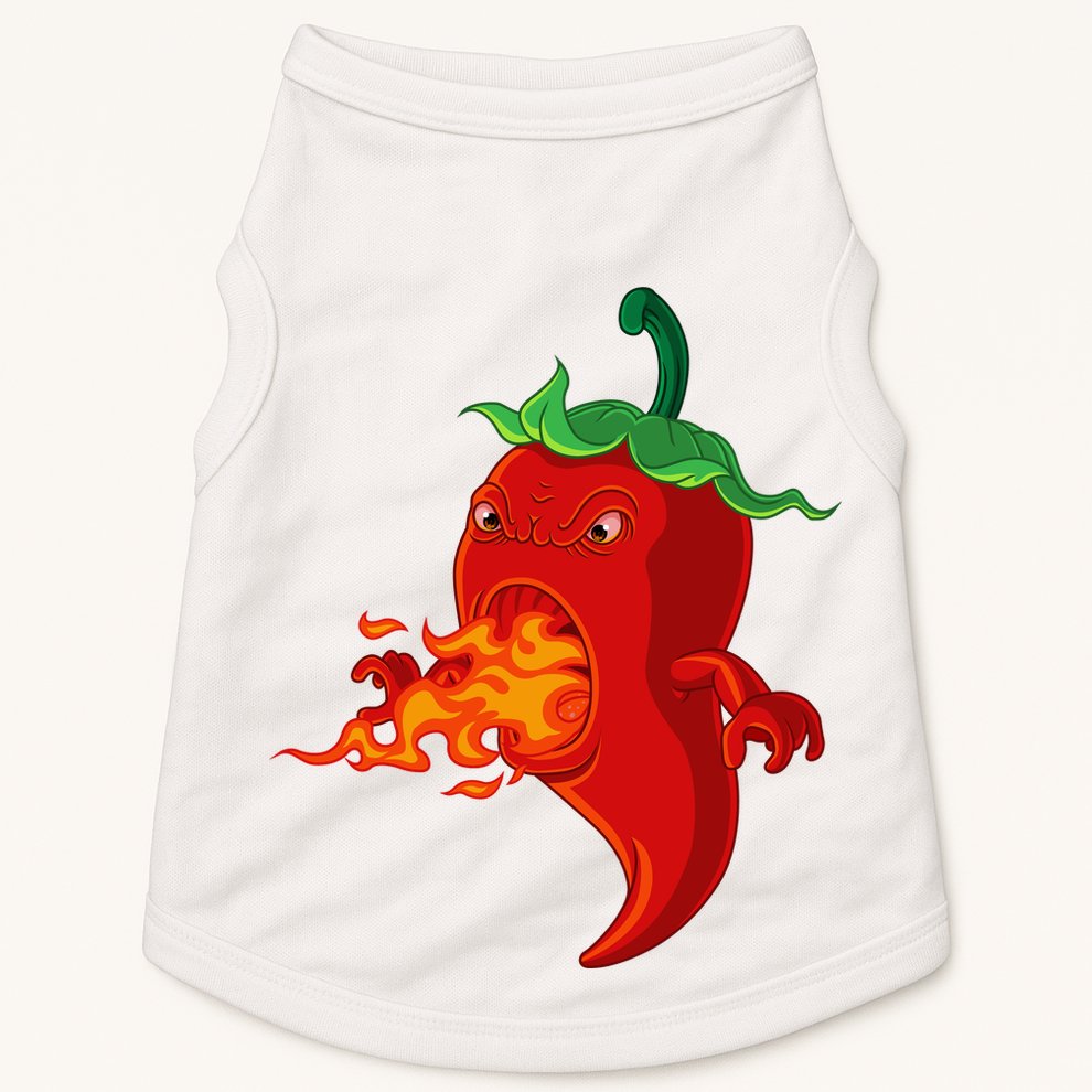 Red Hot Chilli Pepper With Flame Doggie Tank
