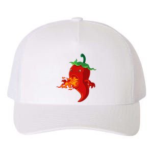 Red Hot Chilli Pepper With Flame Yupoong Adult 5-Panel Trucker Hat