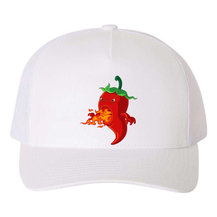 Red Hot Chilli Pepper With Flame Yupoong Adult 5-Panel Trucker Hat