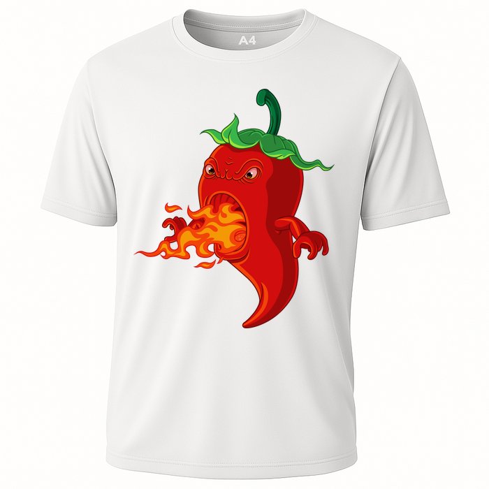 Red Hot Chilli Pepper With Flame Cooling Performance Crew T-Shirt