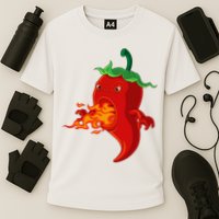 Red Hot Chilli Pepper With Flame Cooling Performance Crew T-Shirt