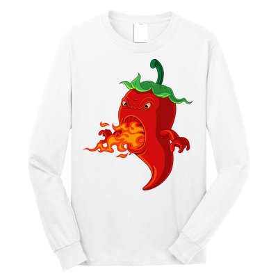 Red Hot Chilli Pepper With Flame Long Sleeve Shirt