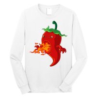 Red Hot Chilli Pepper With Flame Long Sleeve Shirt