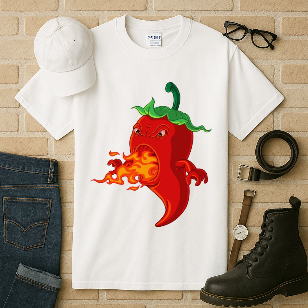 Red Hot Chilli Pepper With Flame Tall T-Shirt
