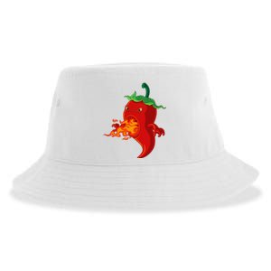 Red Hot Chilli Pepper With Flame Sustainable Bucket Hat