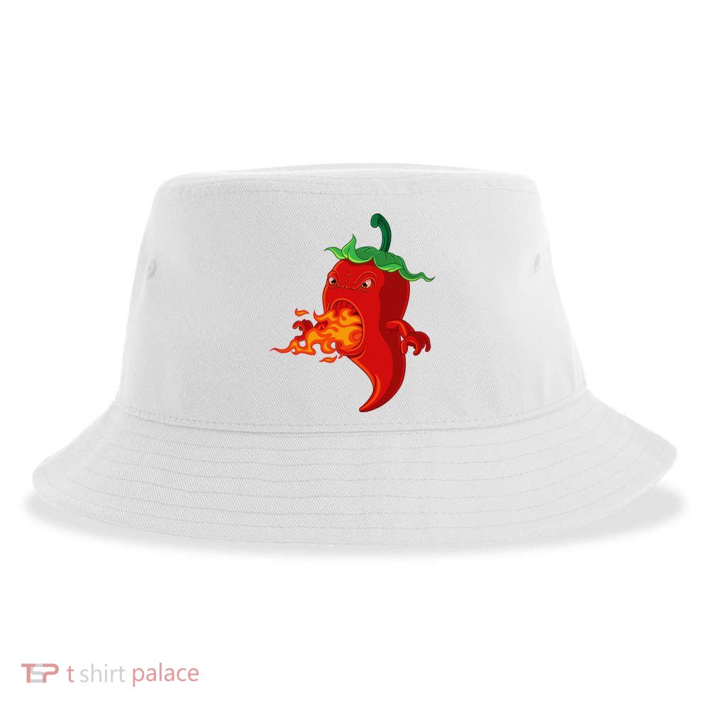 Red Hot Chilli Pepper With Flame Sustainable Bucket Hat