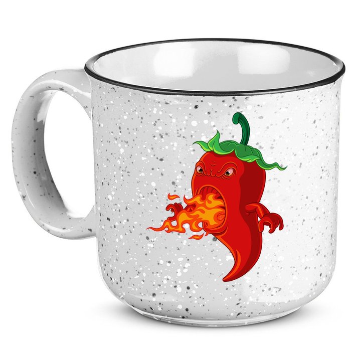 Red Hot Chilli Pepper With Flame 15oz Campfire Ceramic Mug