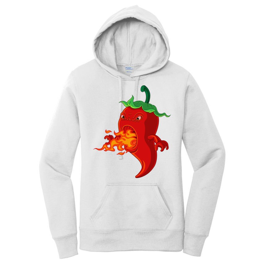 Red Hot Chilli Pepper With Flame Women's Pullover Hoodie