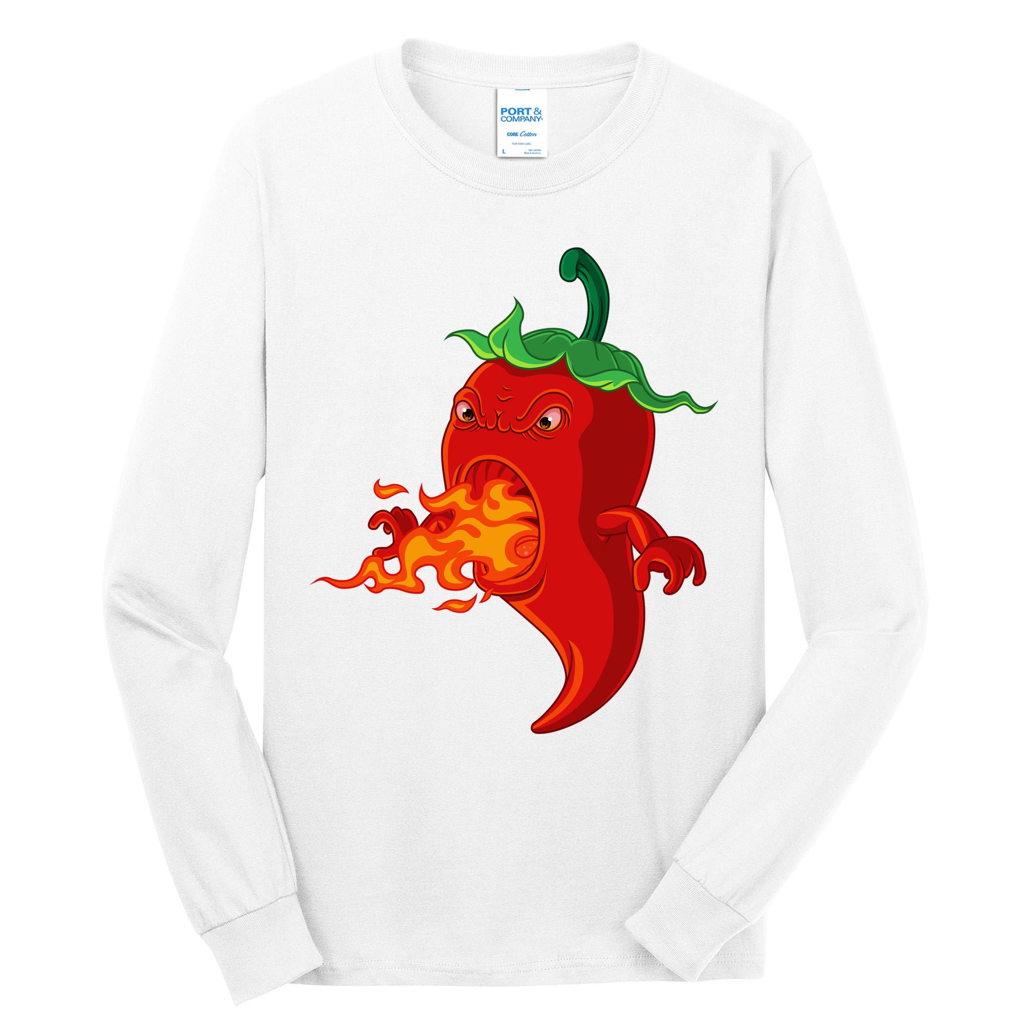 Red Hot Chilli Pepper With Flame Tall Long Sleeve T-Shirt