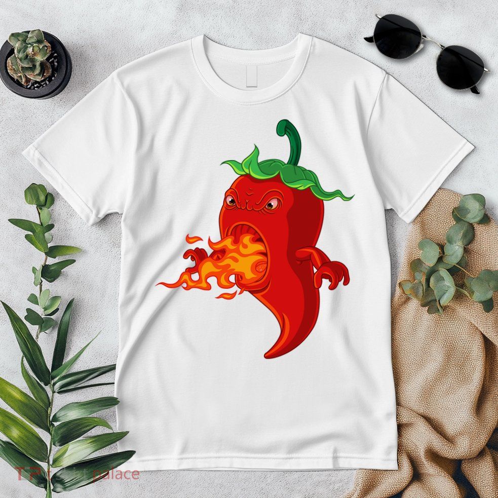 Red Hot Chilli Pepper With Flame Premium T-Shirt