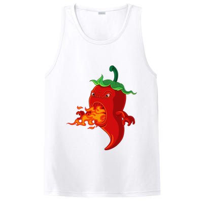 Red Hot Chilli Pepper With Flame PosiCharge Competitor Tank