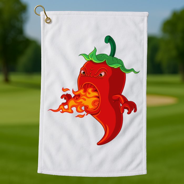 Red Hot Chilli Pepper With Flame Golf Towel