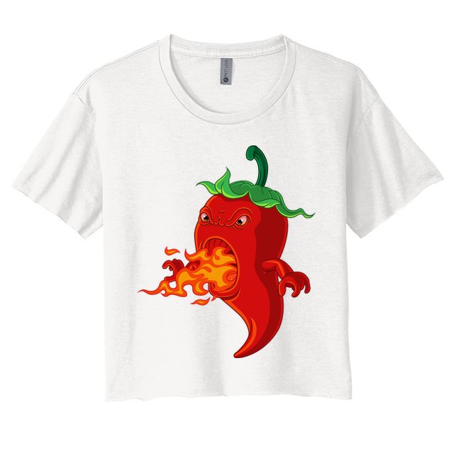 Red Hot Chilli Pepper With Flame Crop Top