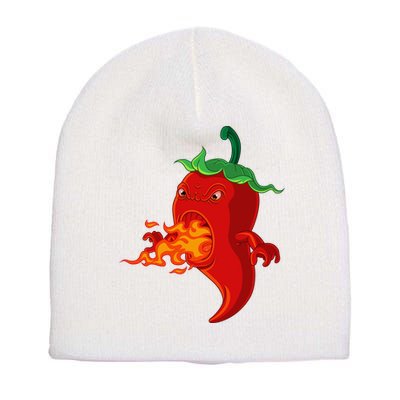 Red Hot Chilli Pepper With Flame Short Acrylic Beanie