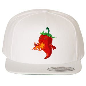 Red Hot Chilli Pepper With Flame Wool Snapback Cap