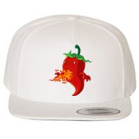 Red Hot Chilli Pepper With Flame Wool Snapback Cap