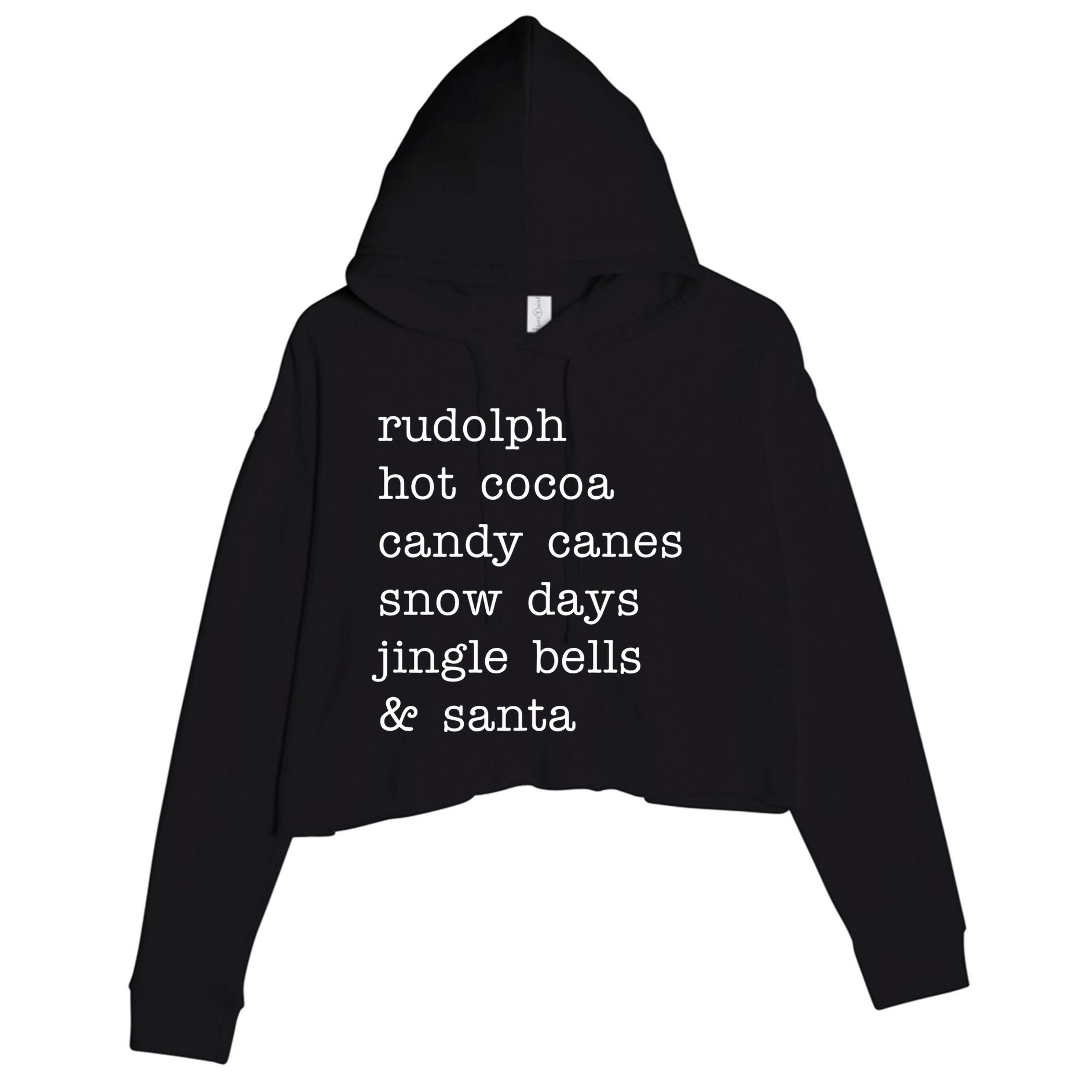 Rudolph Hot Coca Christmas Holiday Festive Crop Fleece Hoodie