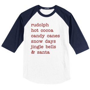 Rudolph Hot Coca Christmas Holiday Festive Baseball Sleeve Shirt