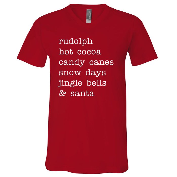 Rudolph Hot Coca Christmas Holiday Festive V-Neck T-Shirt