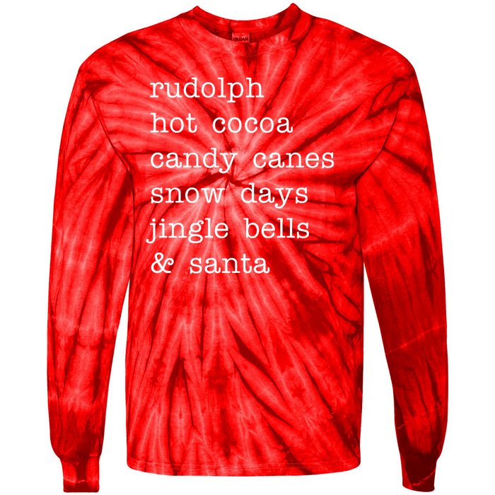 Rudolph Hot Coca Christmas Holiday Festive Tie-Dye Long Sleeve Shirt