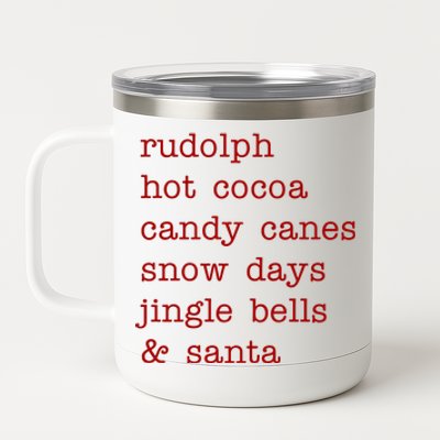 Rudolph Hot Coca Christmas Holiday Festive 12 oz Stainless Steel Tumbler Cup