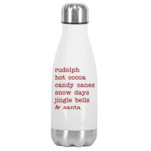 Rudolph Hot Coca Christmas Holiday Festive Stainless Steel Insulated Water Bottle