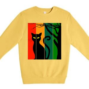 Retro Halloween Cat Premium Crewneck Sweatshirt