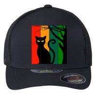 Retro Halloween Cat Flexfit Unipanel Trucker Cap