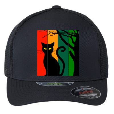 Retro Halloween Cat Flexfit Unipanel Trucker Cap