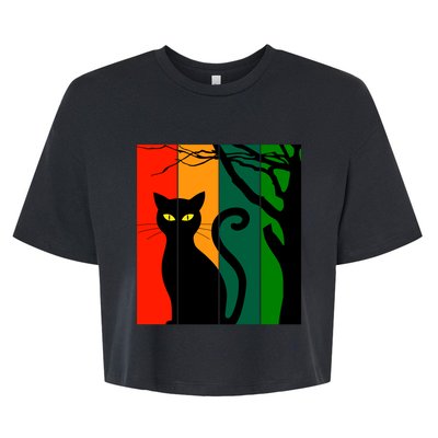 Retro Halloween Cat Bella+Canvas Jersey Crop Tee