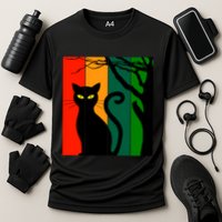 Retro Halloween Cat Cooling Performance Crew T-Shirt