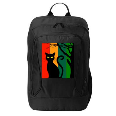 Retro Halloween Cat City Backpack