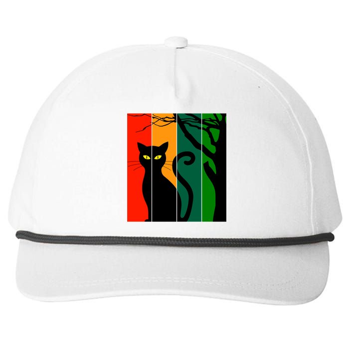 Retro Halloween Cat Snapback Five-Panel Rope Hat