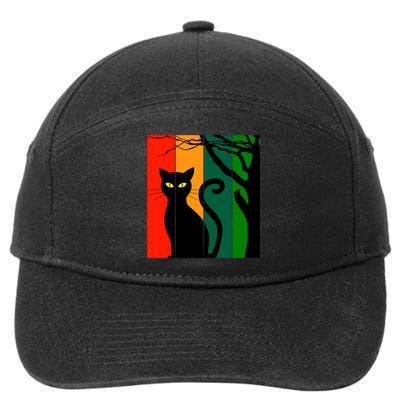 Retro Halloween Cat 7-Panel Snapback Hat