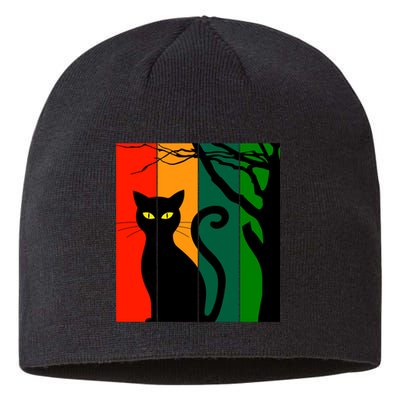 Retro Halloween Cat Sustainable Beanie