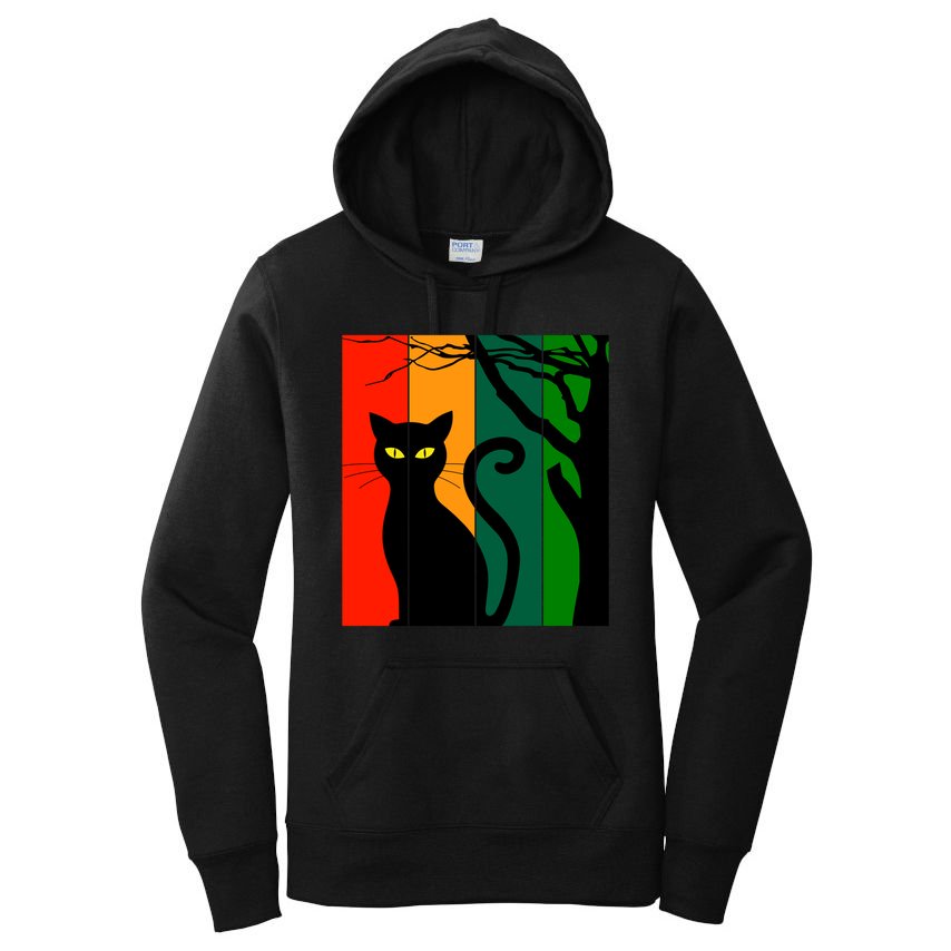 Retro Halloween Cat Women's Pullover Hoodie