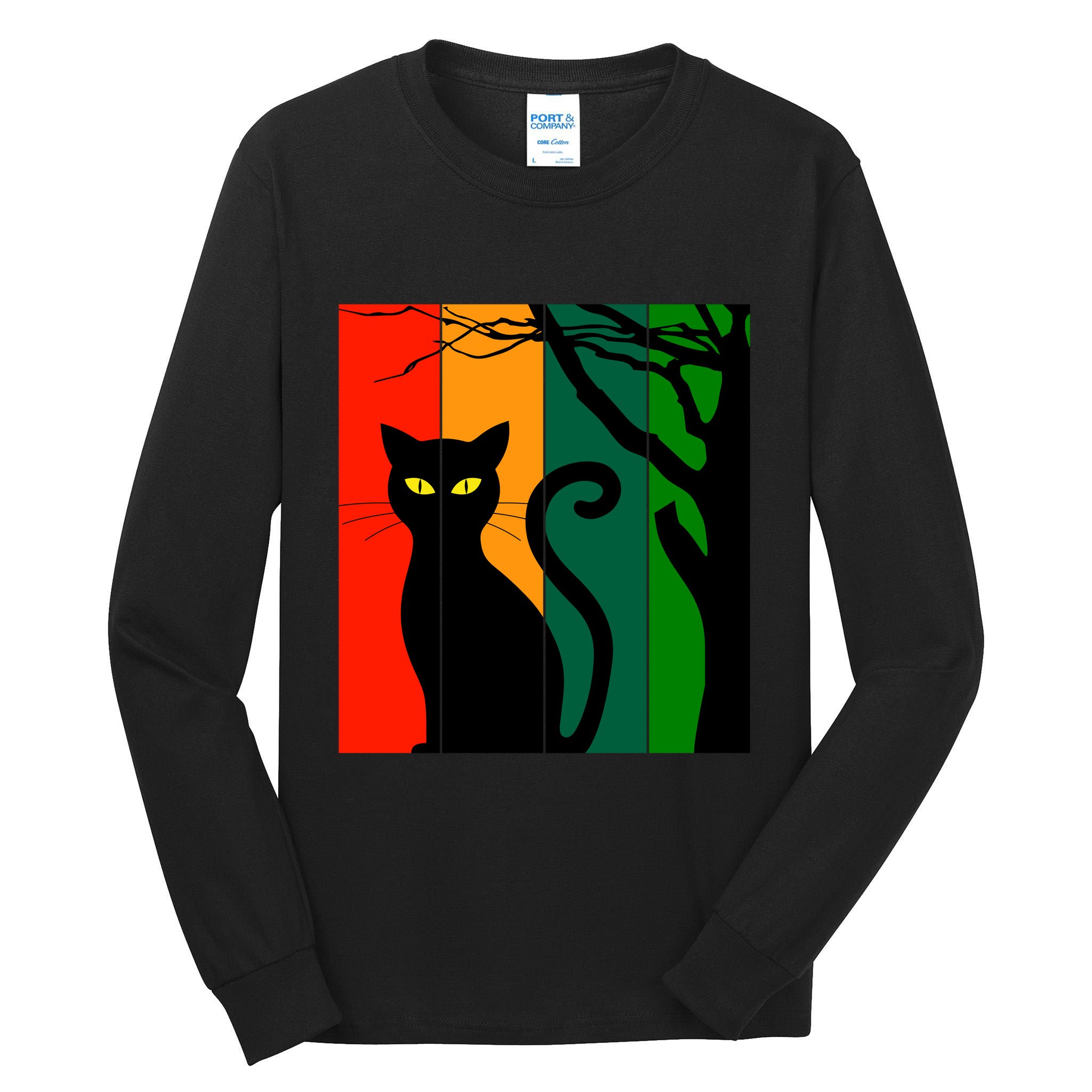 Retro Halloween Cat Tall Long Sleeve T-Shirt